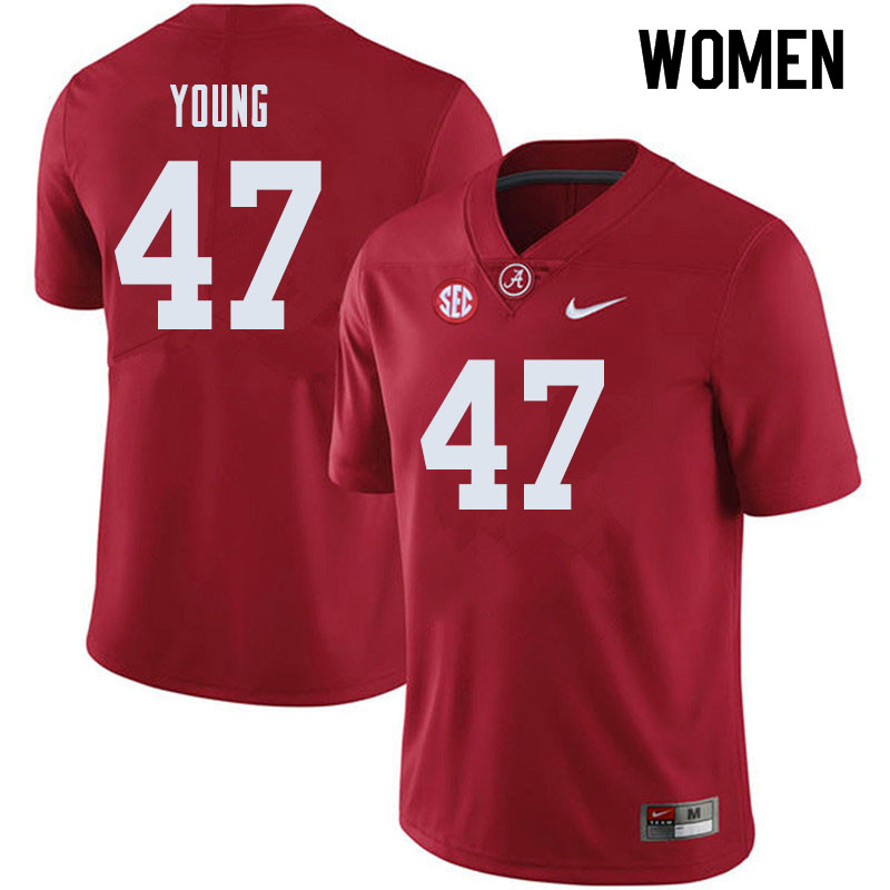 Women #47 Byron Young Alabama Crimson Tide College Football Jerseys Sale-Crimson